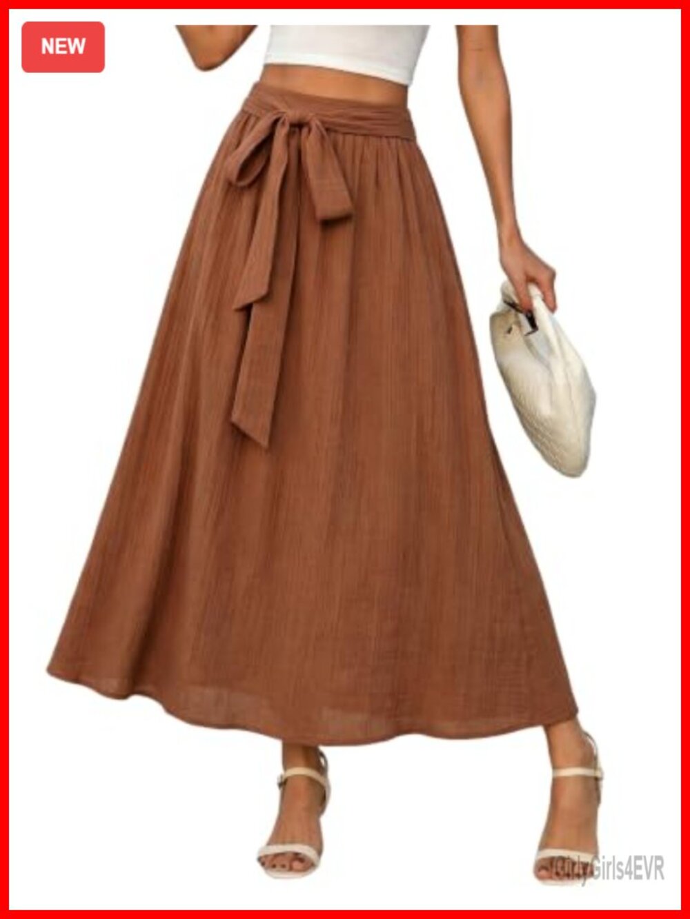 High Waisted Midi Skirt with Pockets A-Line Flowy Long Skirt